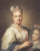 Rosalba carriera Self-portrait with a Portrait of Her Sister oil on canvas